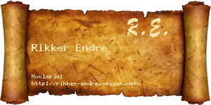 Rikker Endre névjegykártya